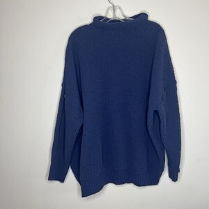 Aerie Women’s Chunky Pullover Sweater Size Large Blue Mock Neck Cozy Boho